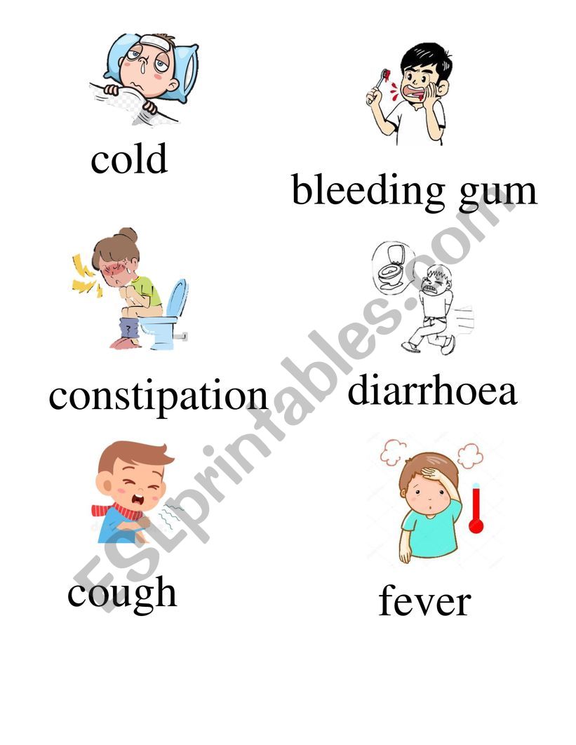 health problem word and picture cards