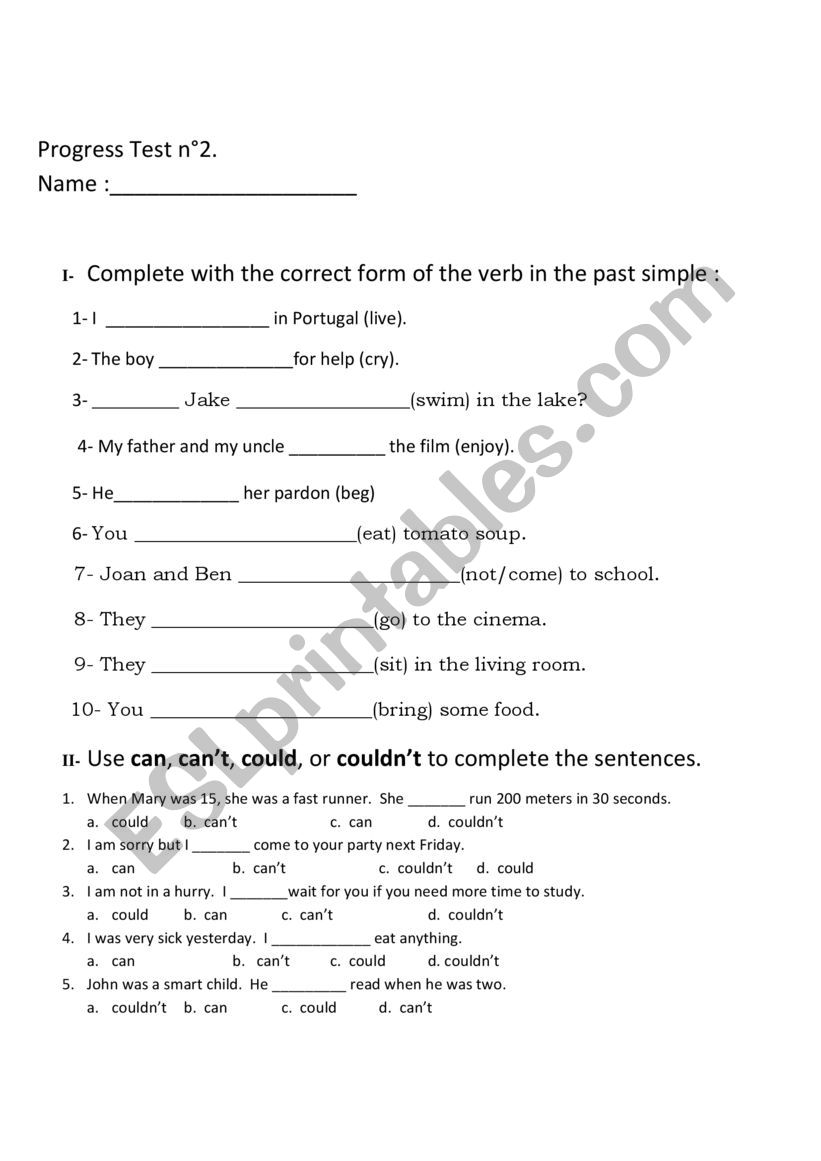 a test a1 worksheet