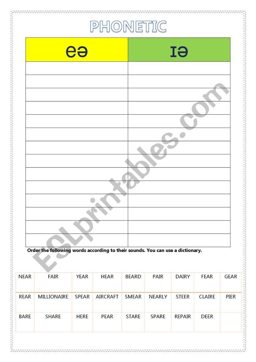 PHONETIC worksheet