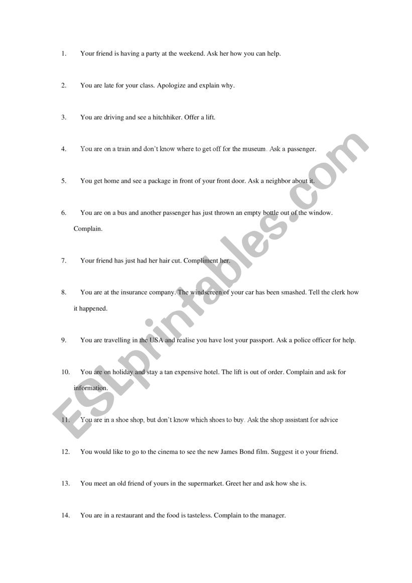 speak for 2 minutes worksheet