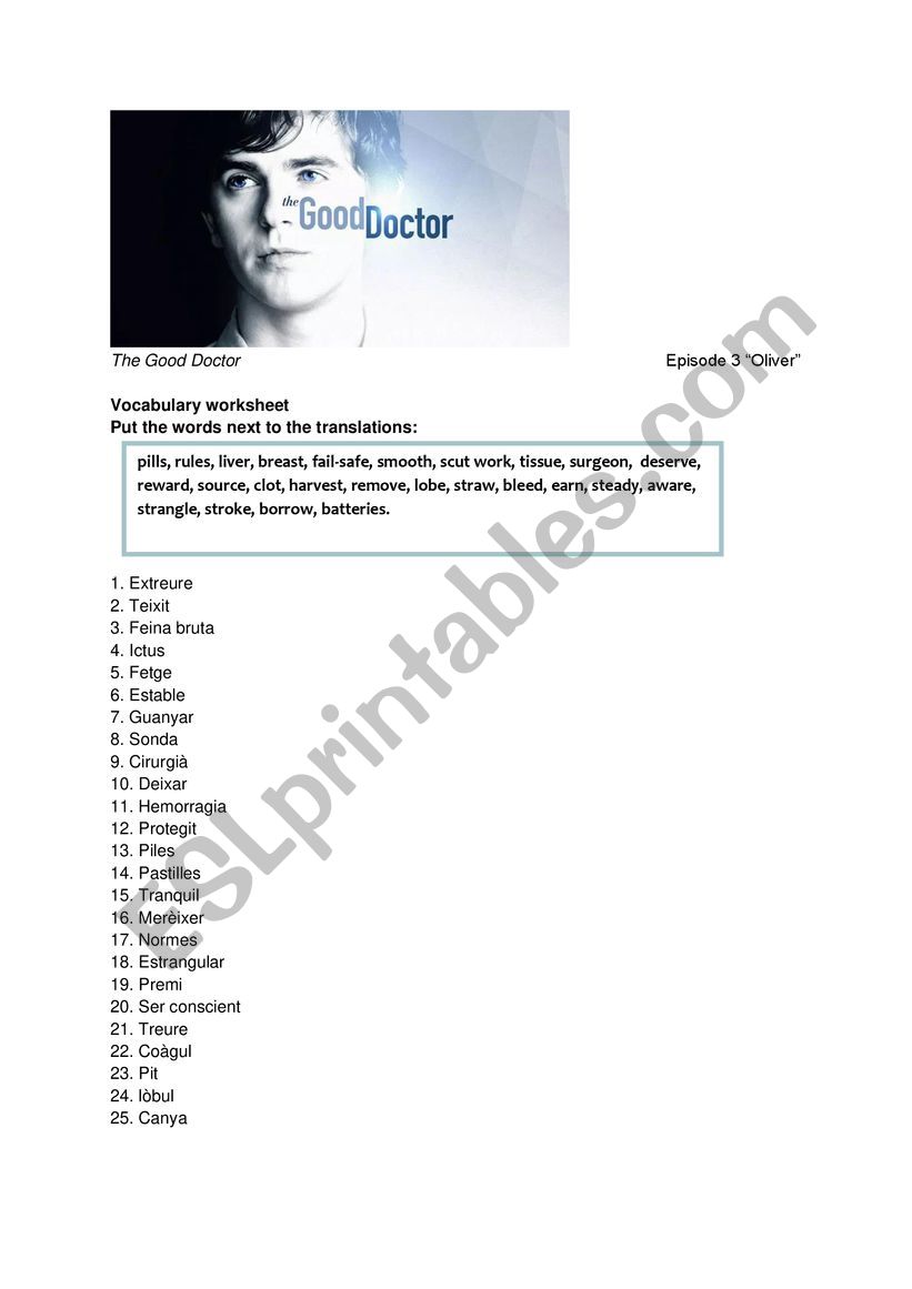 The good doctor worksheet