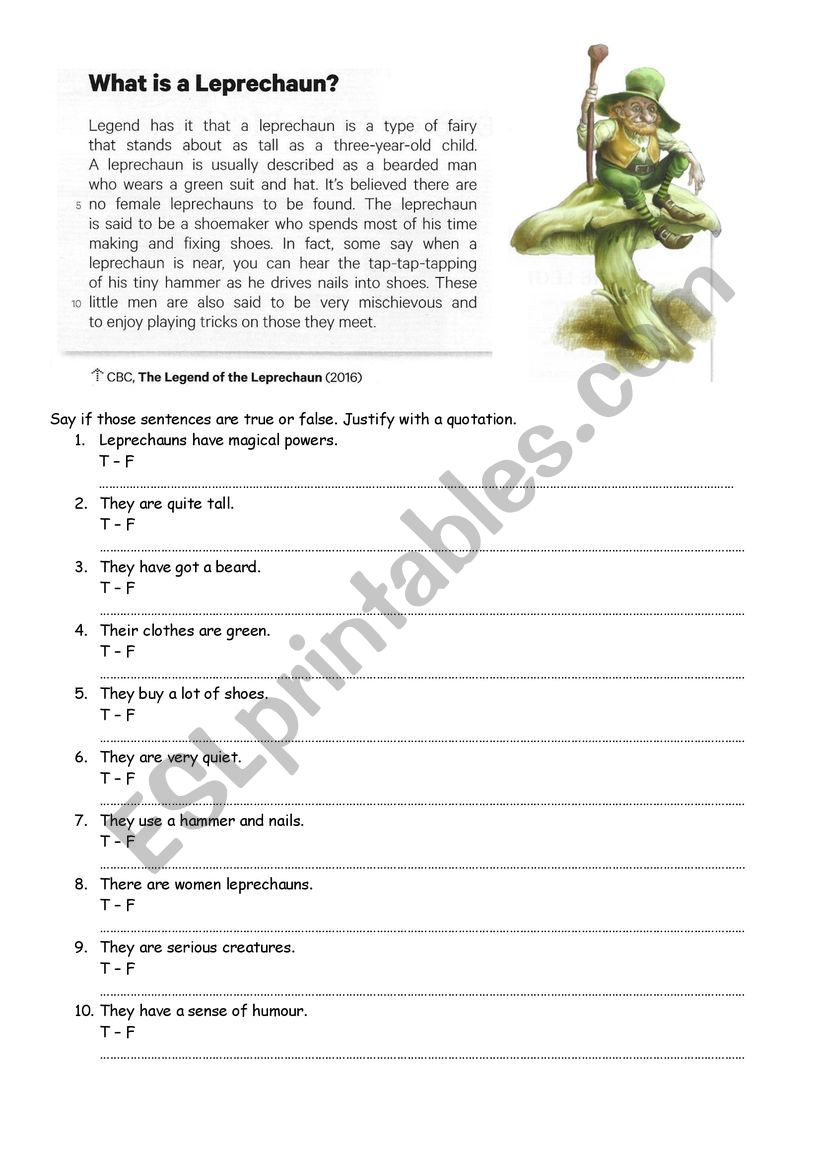 leprechauns worksheet