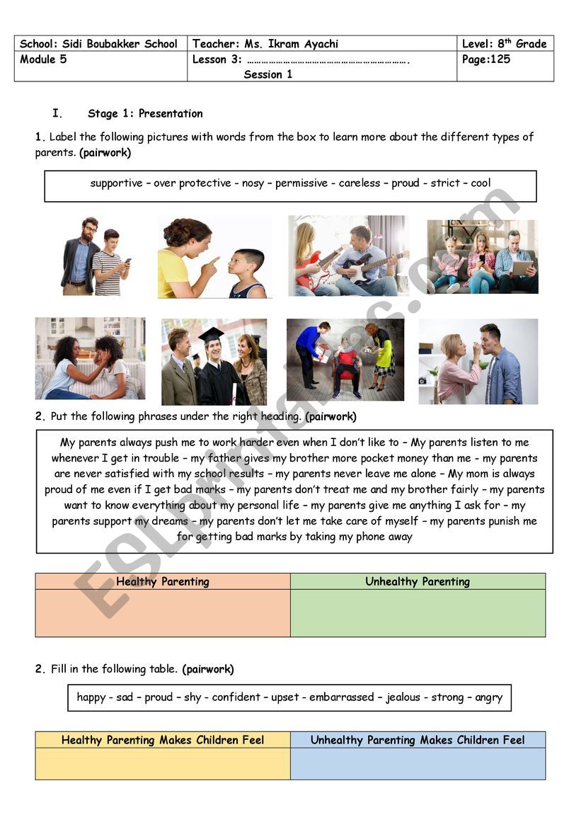 8th Grade - Module 5 - Lesson N° 3 - Family Relationships - Esl 