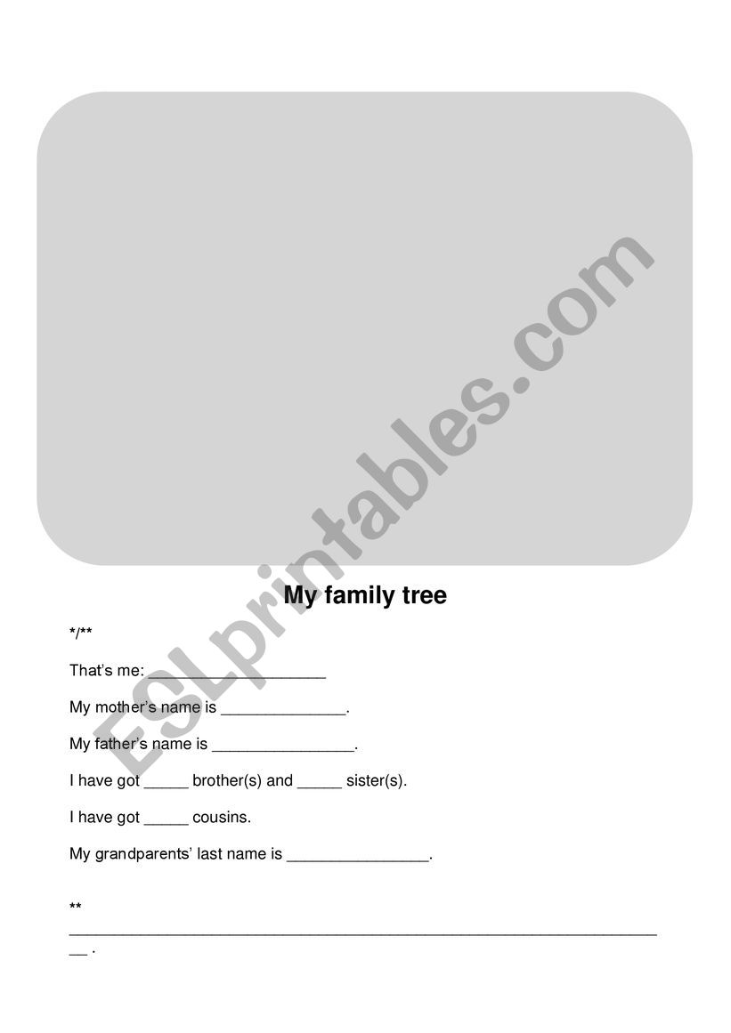 My Family worksheet