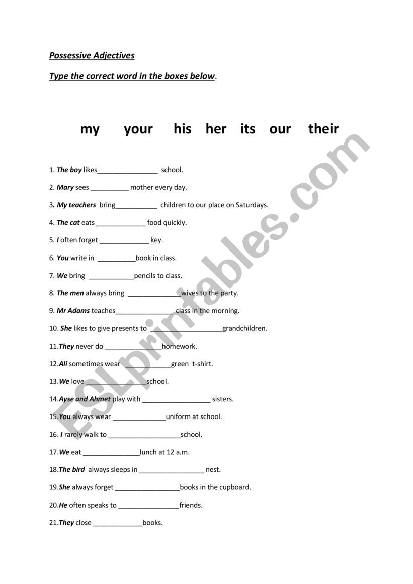 pronouns worksheet