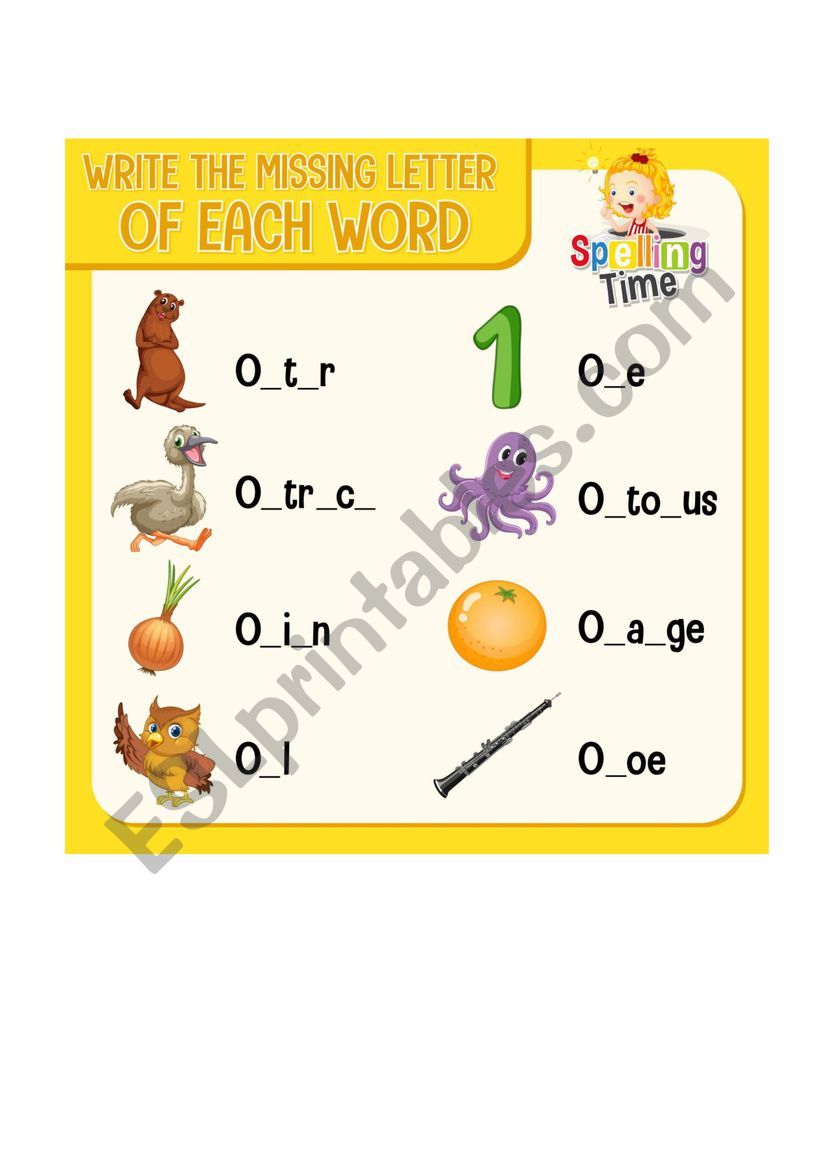 Missing Letters worksheet