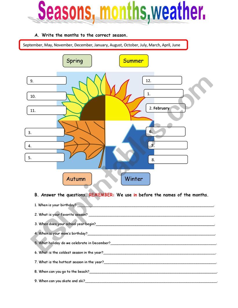 season and weather - ESL worksheet by tativm