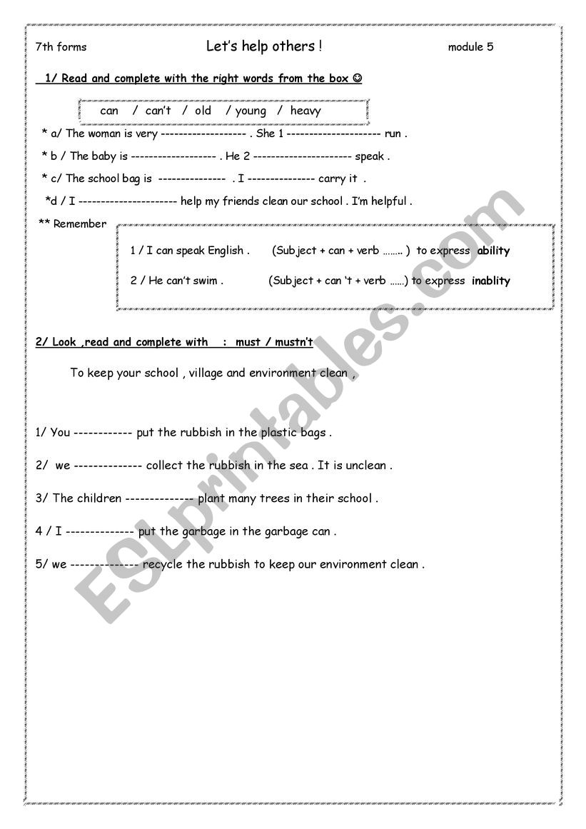 helping others - ESL worksheet by desertrose21