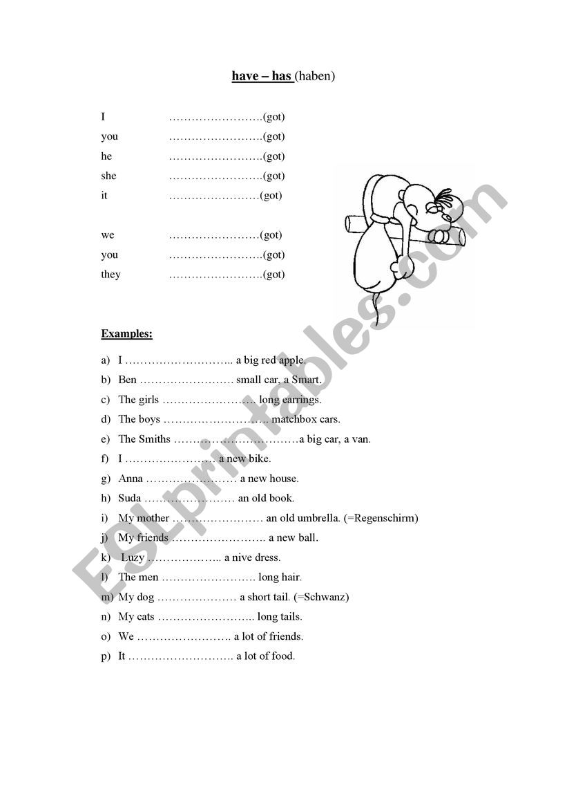 have or has worksheet