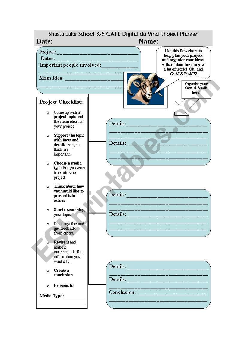 Long Term Project Map worksheet