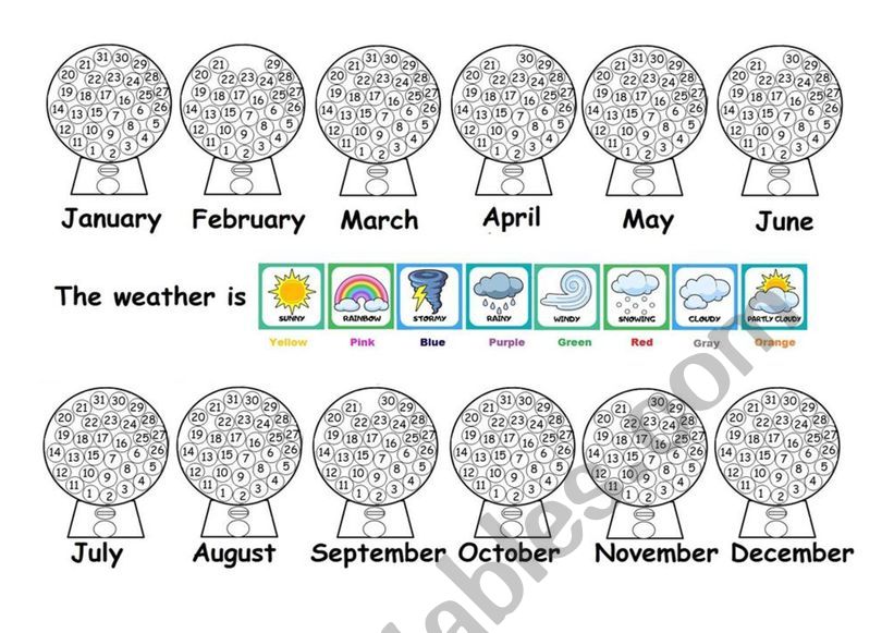 Weather Chart - Calendar worksheet