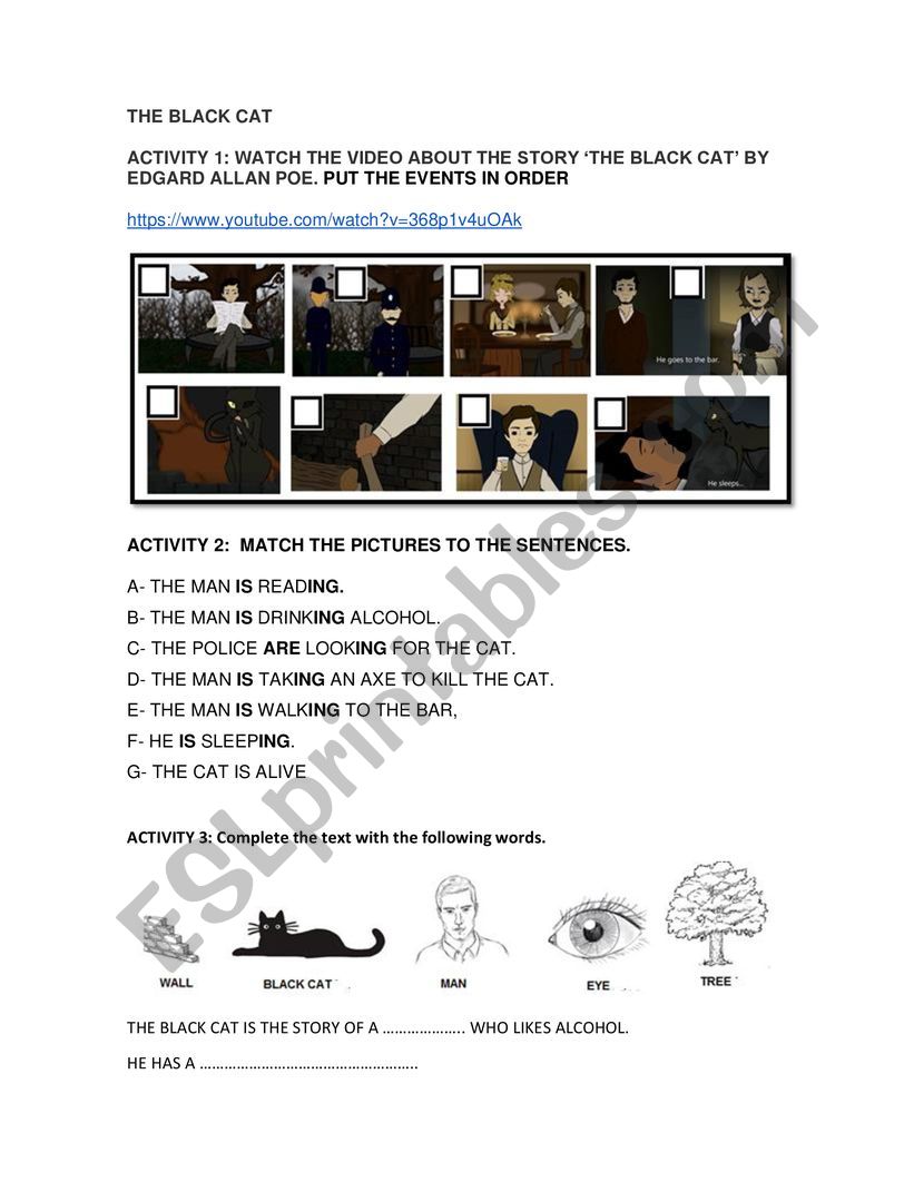 The black cat - version 2 worksheet