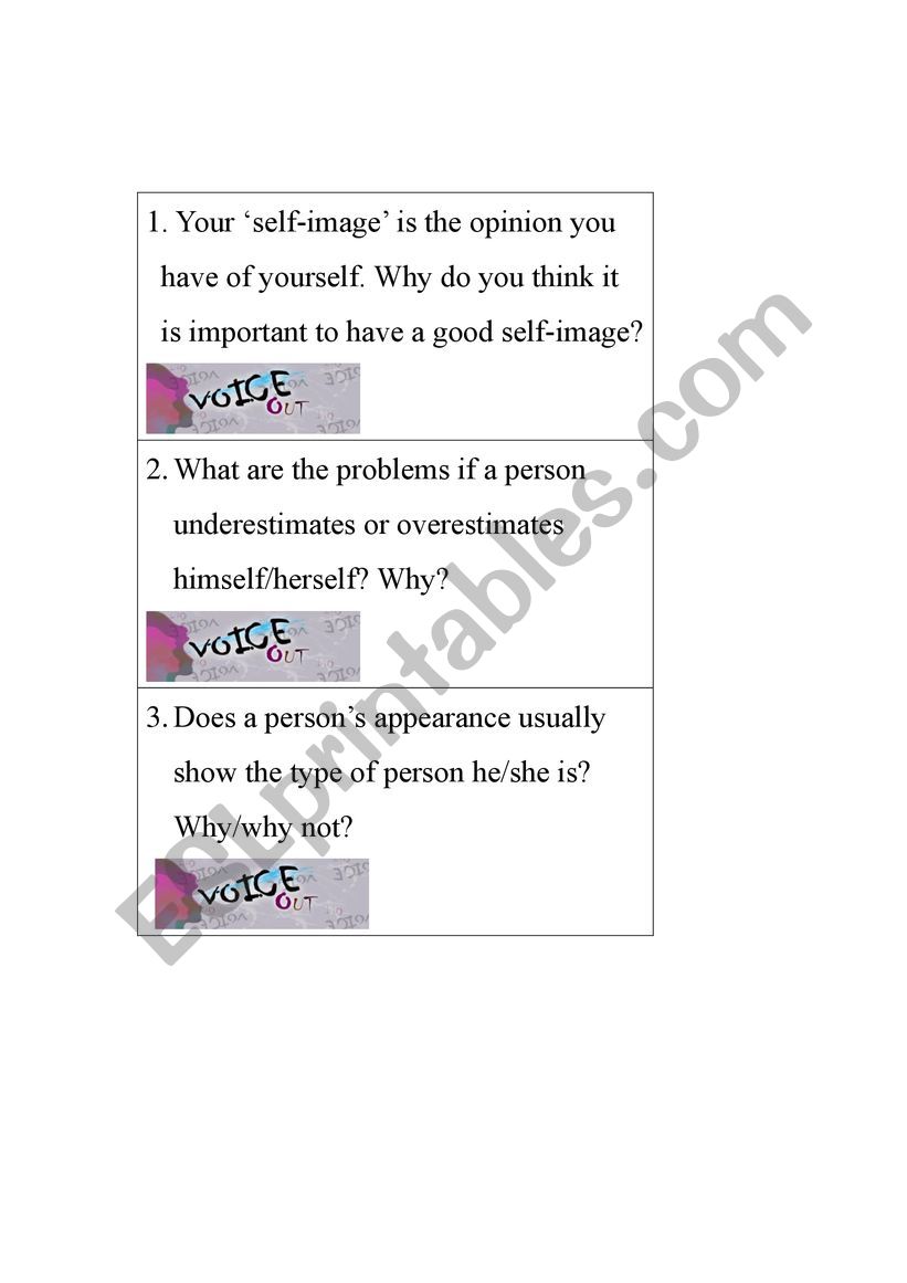 Speaking Topics worksheet