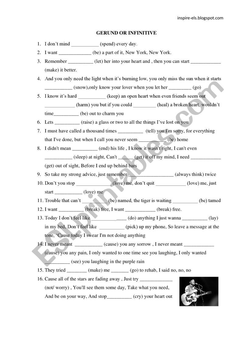 Gerunds + Infinitives  worksheet