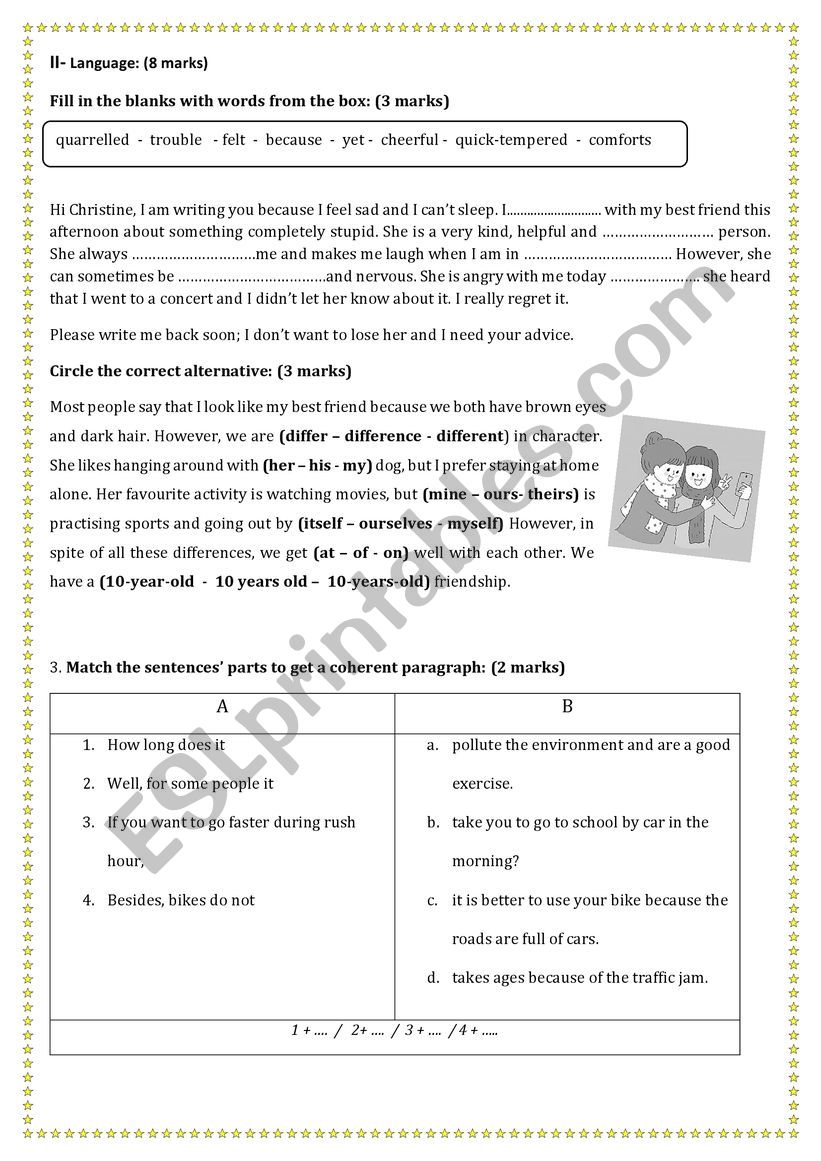 End of term test 3 - 8th Form worksheet