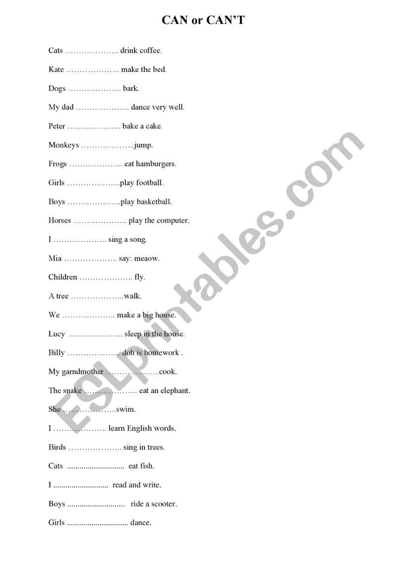 modals worksheet