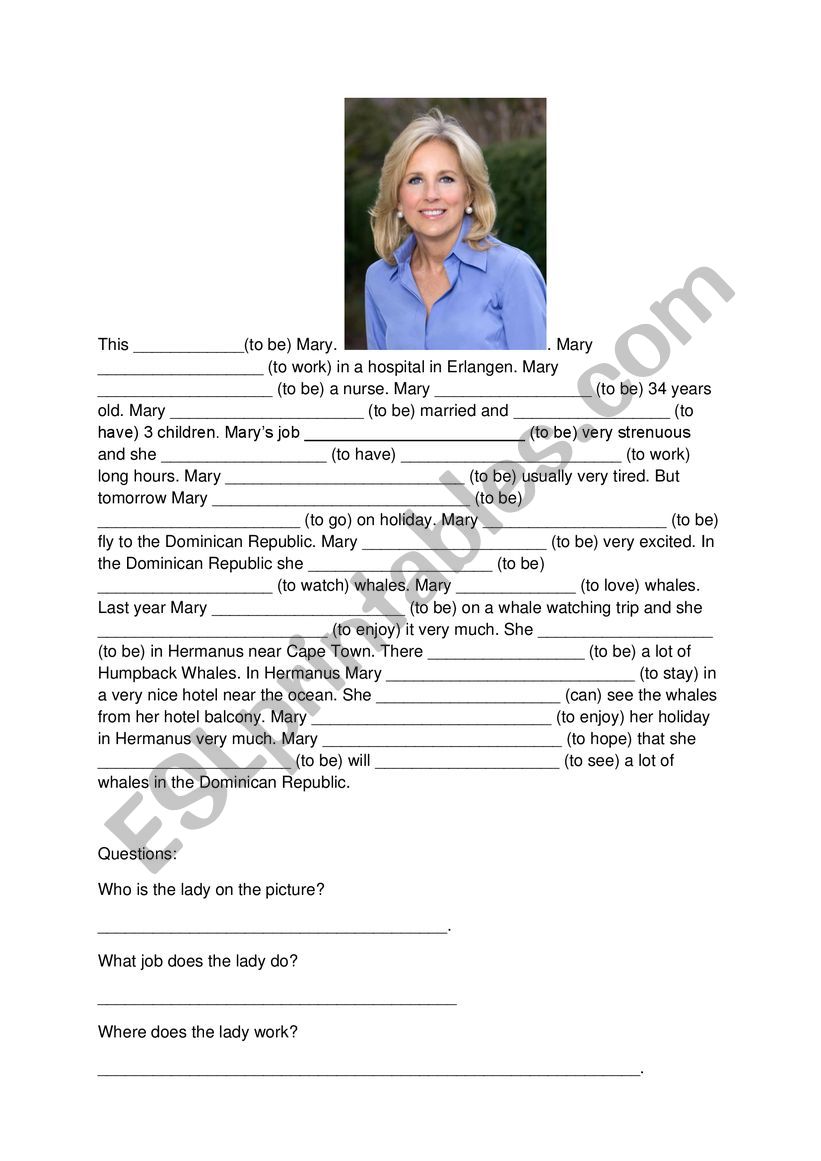 Mary the nurse worksheet