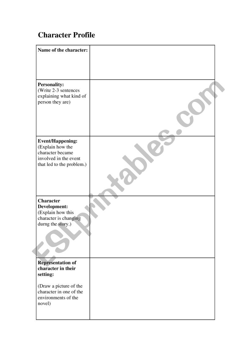 Character Profile Table - ESL worksheet by lysh_muse