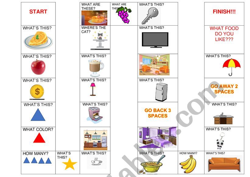 English board game (food and furniture)