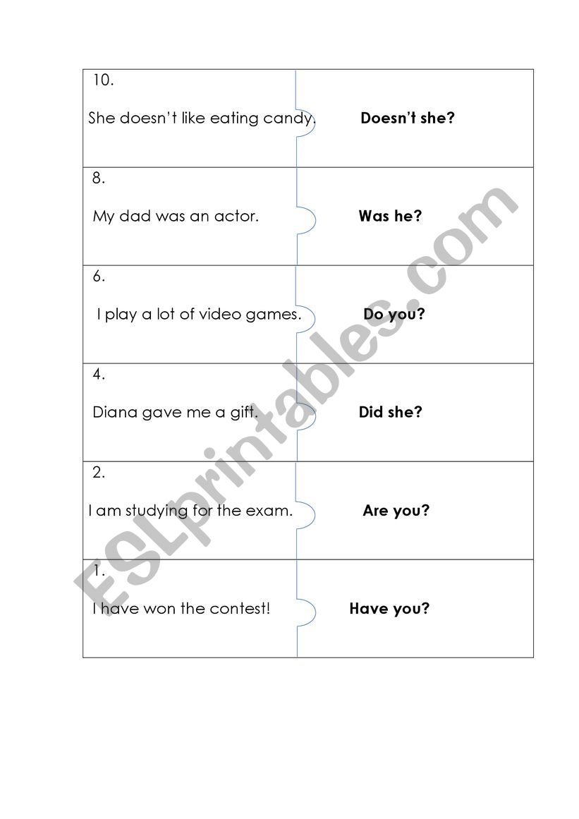 Short Questions worksheet