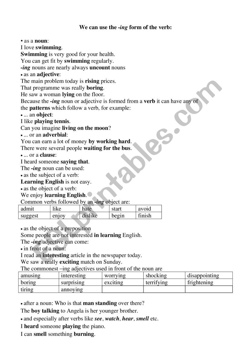 Grammar_Gerunds worksheet