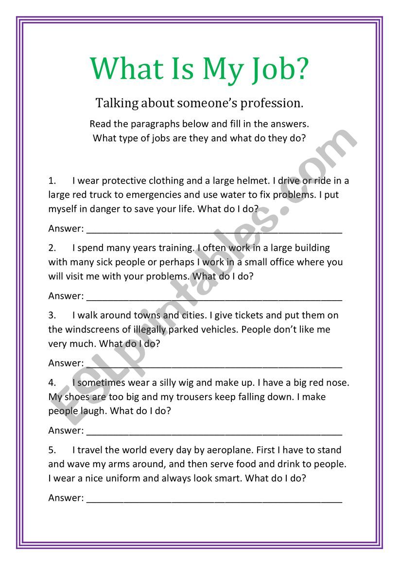 Jobs - ESL worksheet by darkjuntazero