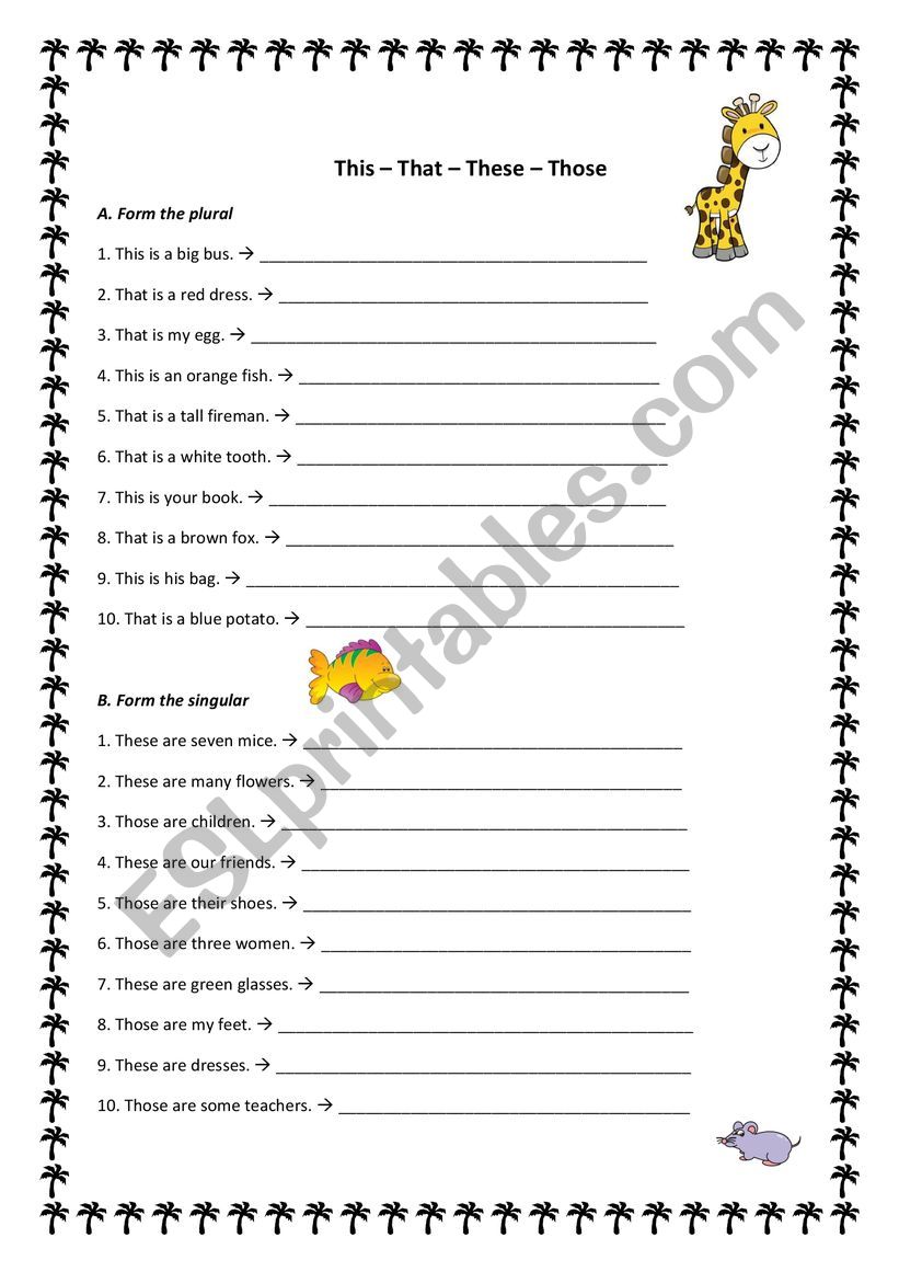 Demonstratives exercise worksheet