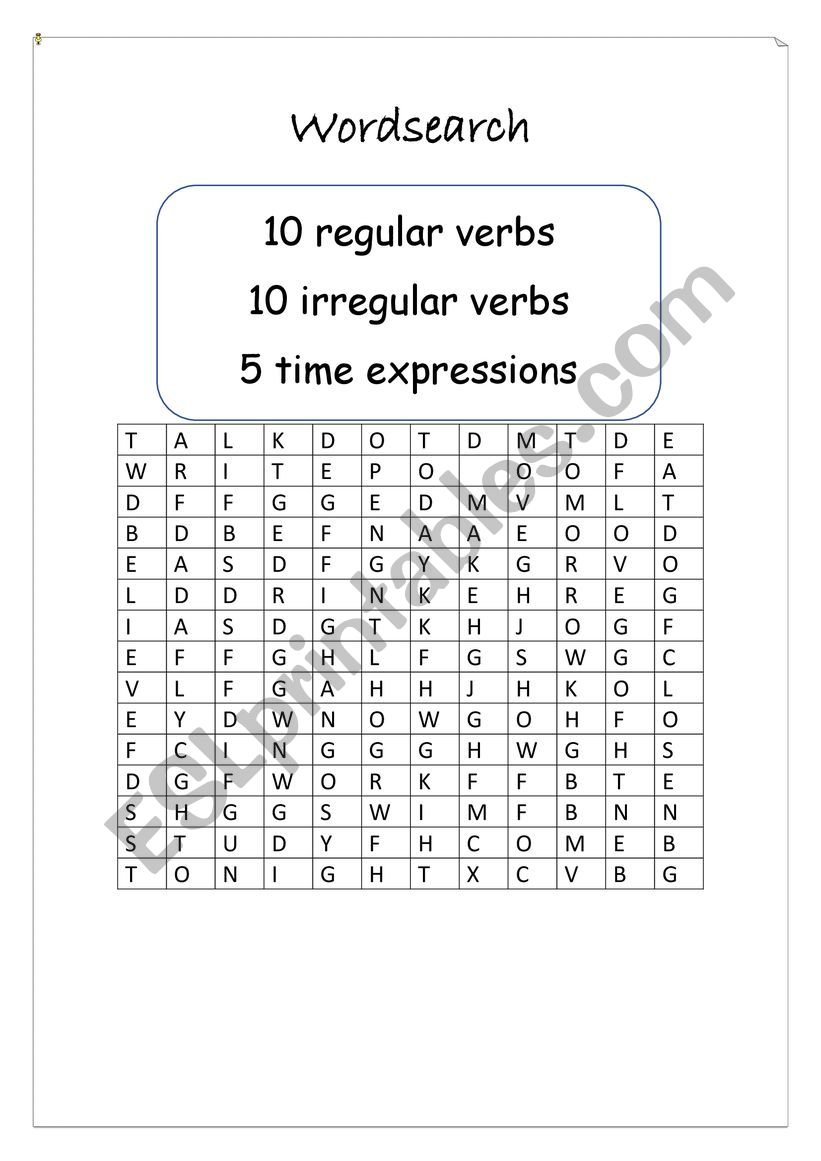 WORDSEARCH REVIEW worksheet