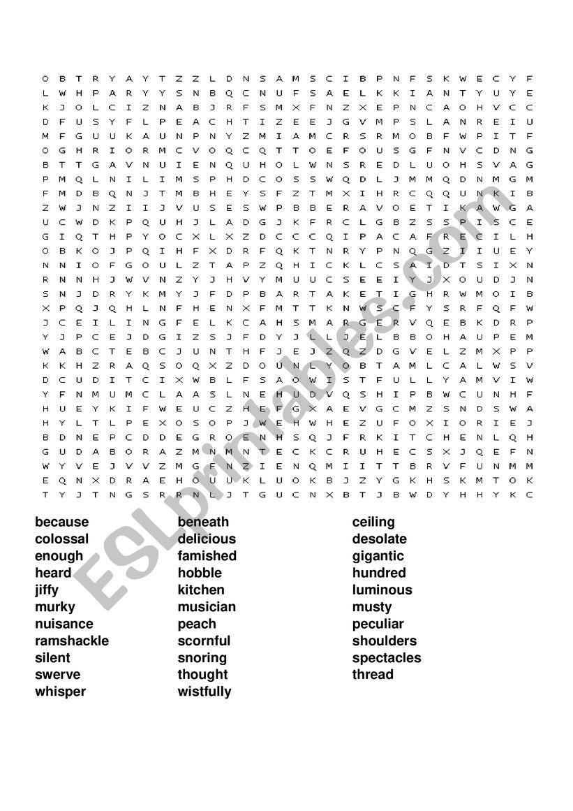 Word Search-James and the Giant Peach