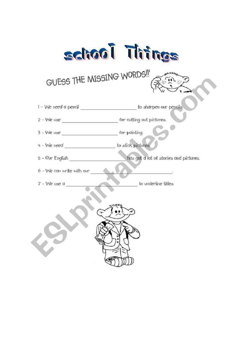 School things worksheet