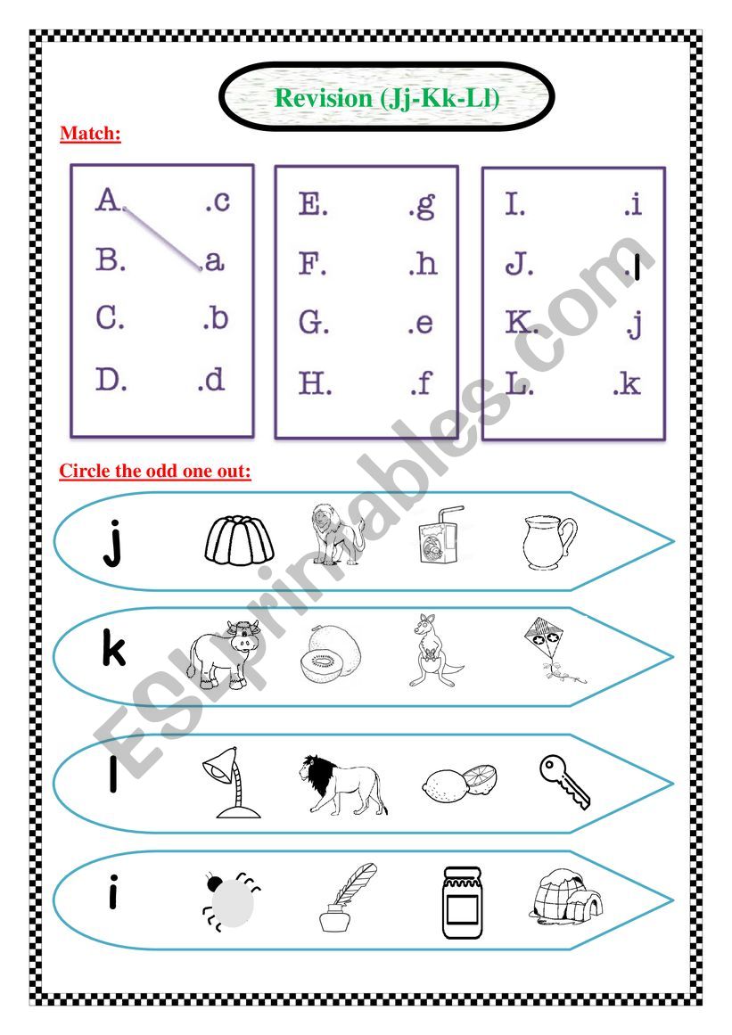 revision (j k l) worksheet