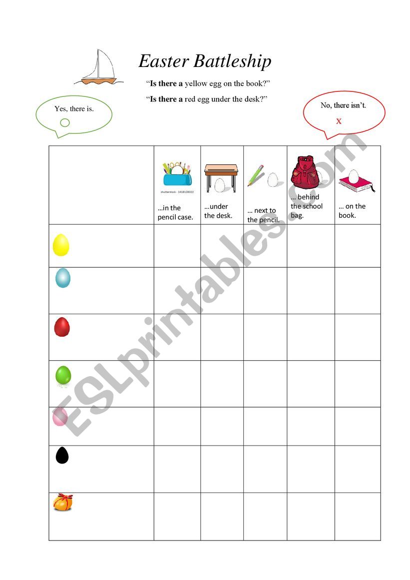 Easter battleship worksheet