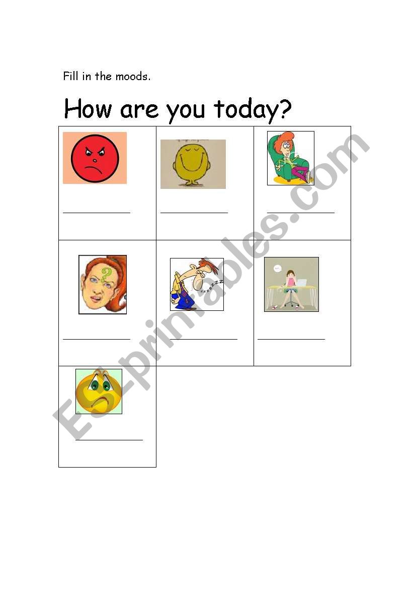 My emotions worksheet