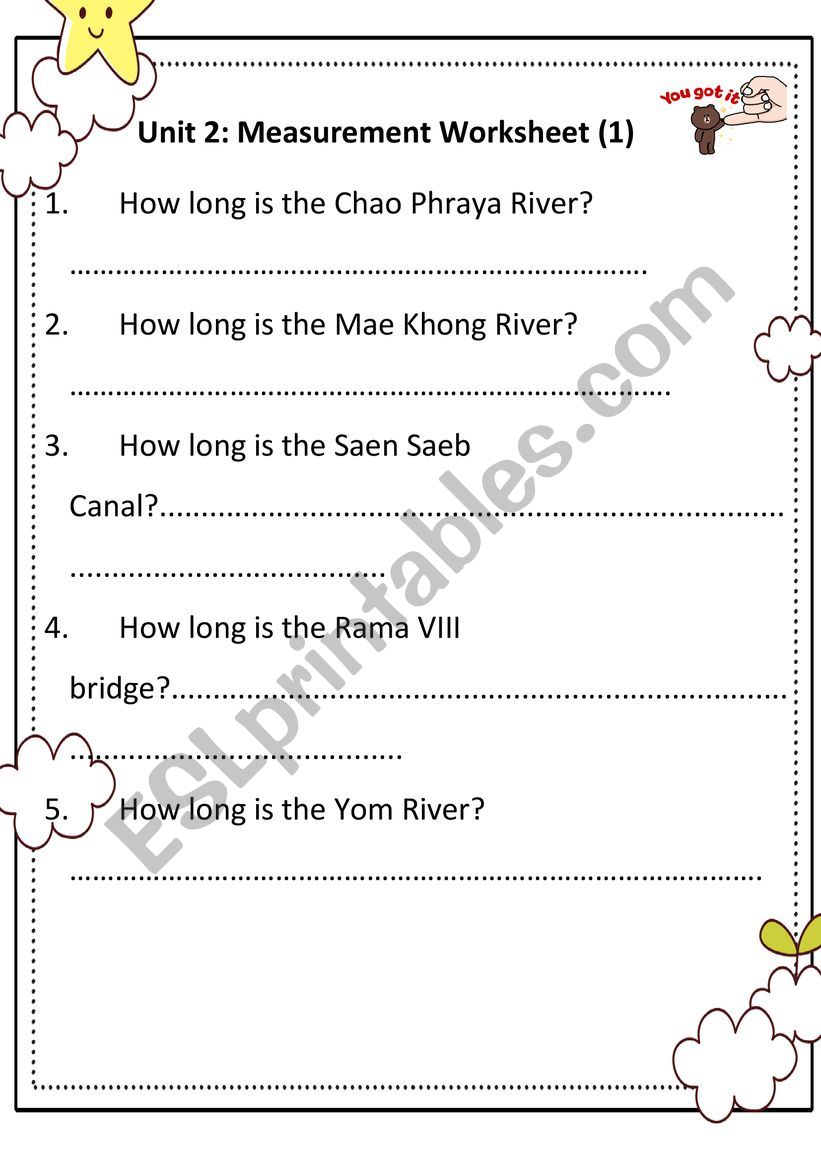 Measurement - ESL worksheet by Sirinart0731