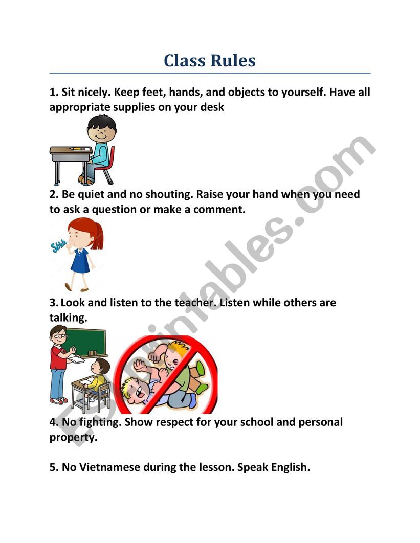 The Rules in classroom worksheet