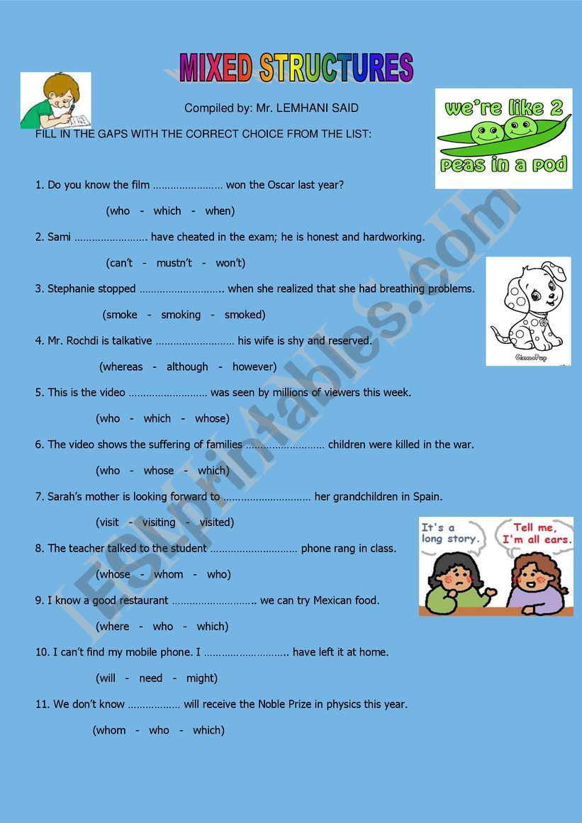 MIXED STRUCTURES worksheet