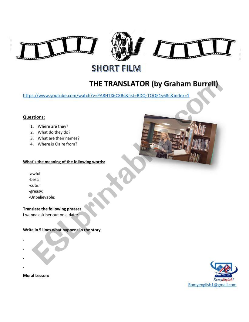 SHORT FILMS COMPREHENSION worksheet