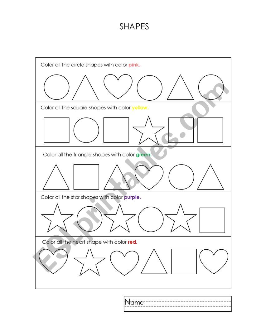 SHAPES AND COLORS worksheet