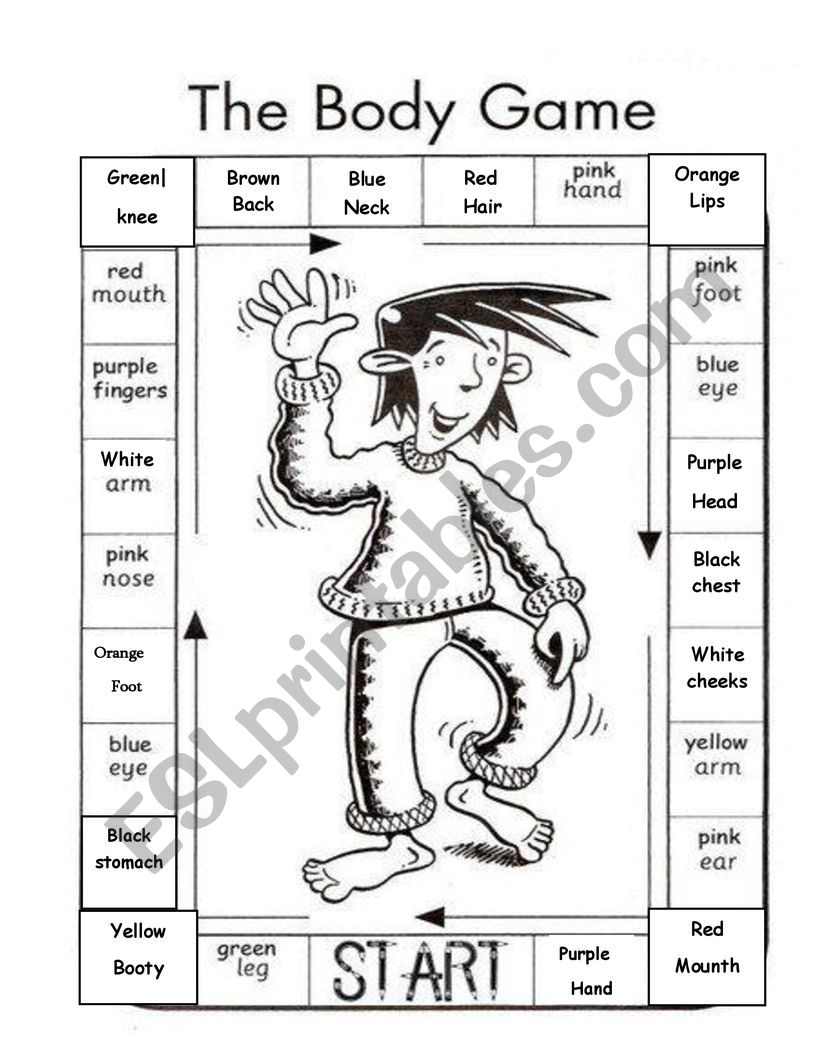 Body Parts Boardgame English Esl Worksheets For Distance FF