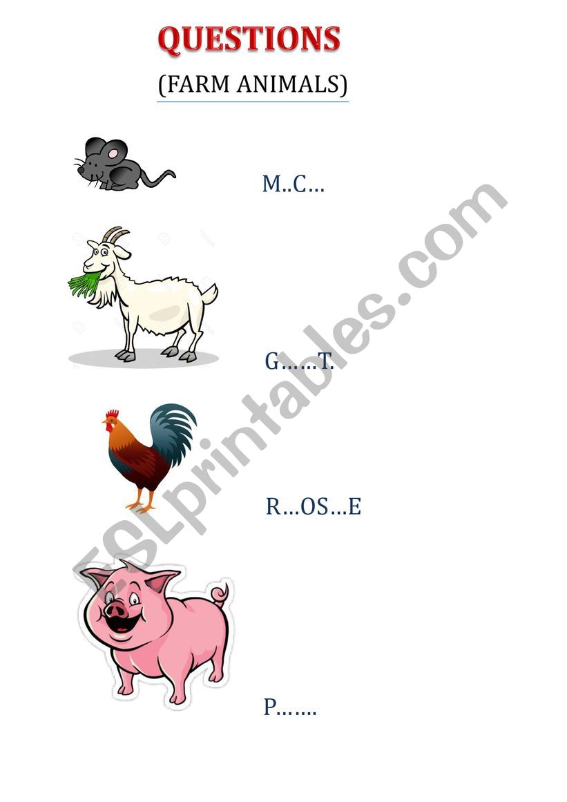 animals worksheet