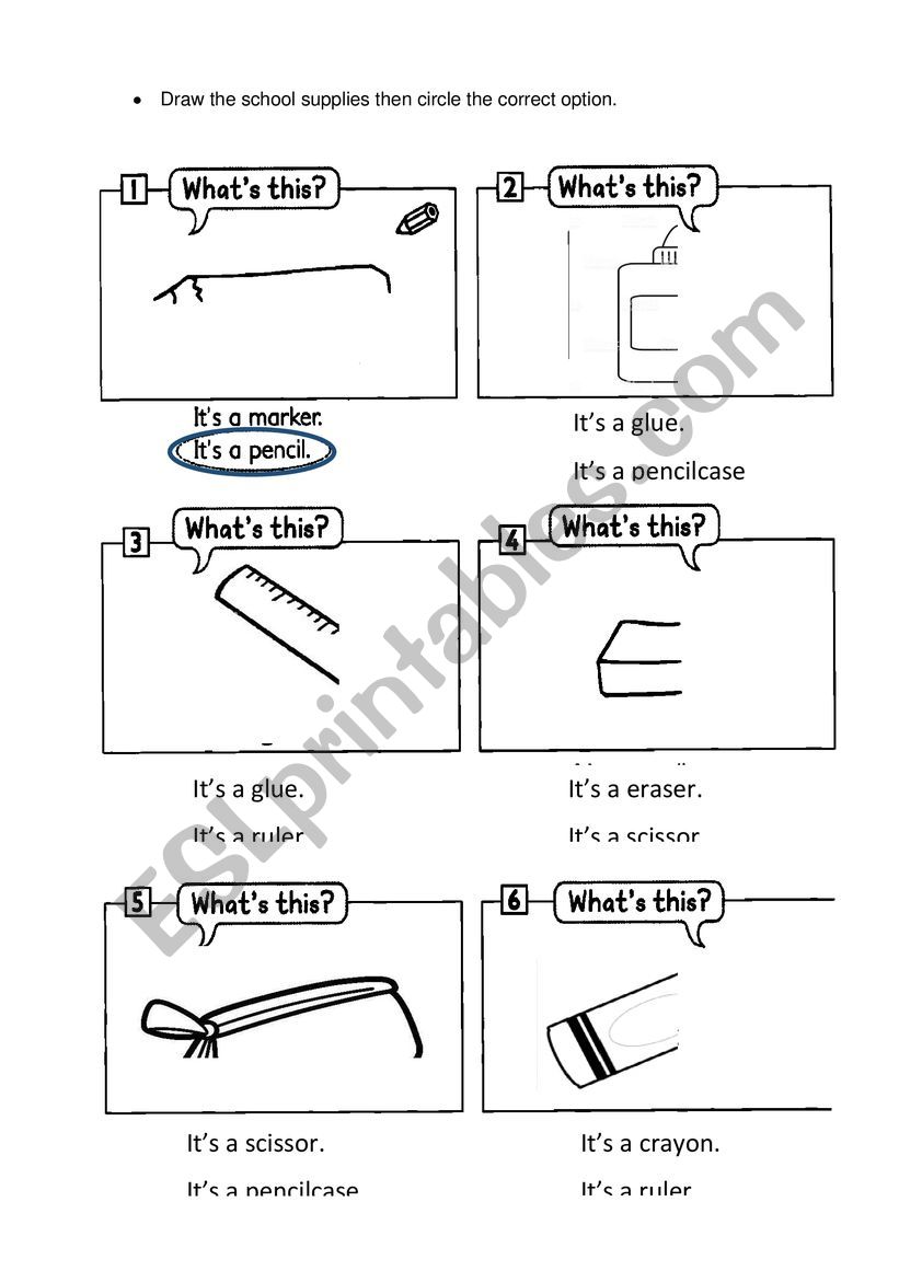 SCHOOL SUPPLIES worksheet