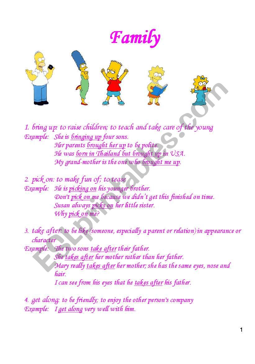 english-worksheets-two-word-verbs-family