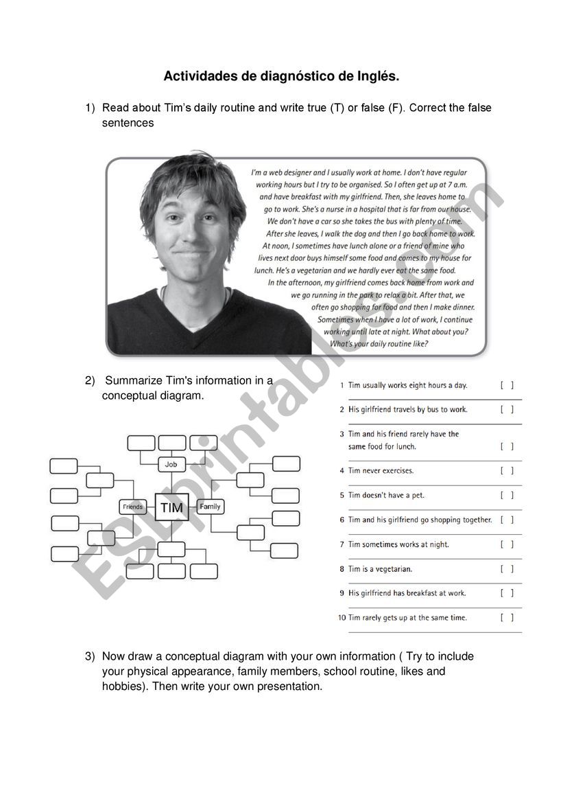 Actividades diagnsticas worksheet