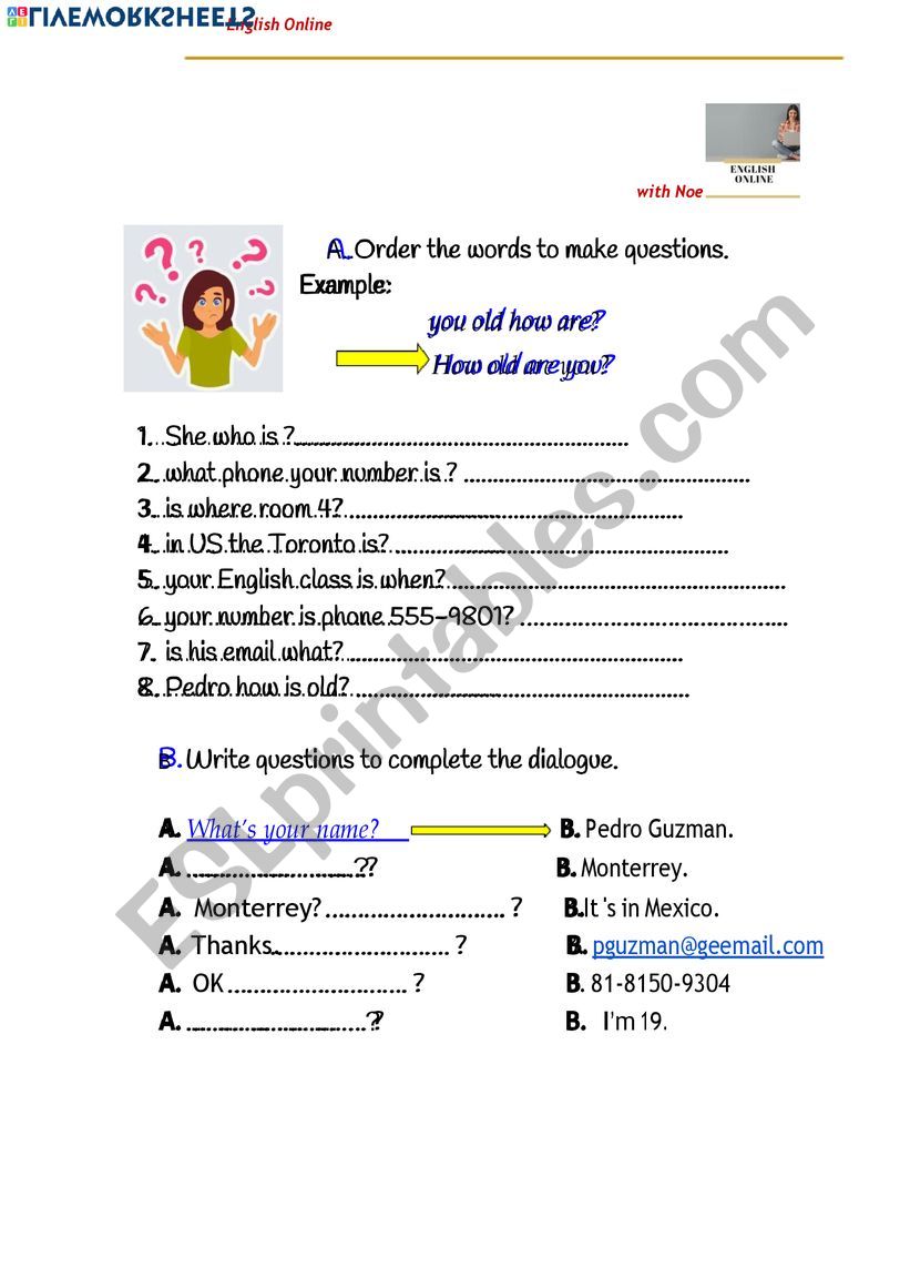 Forming questions worksheet