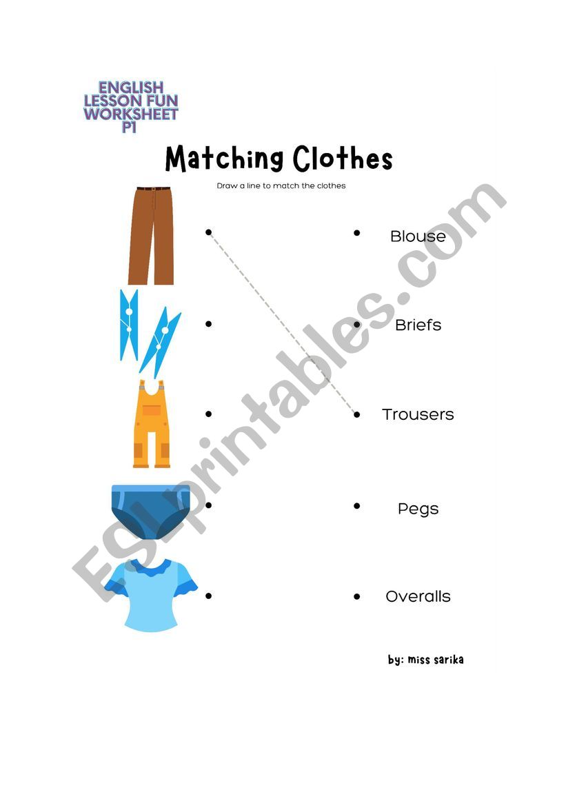 matching clothes worksheet  worksheet