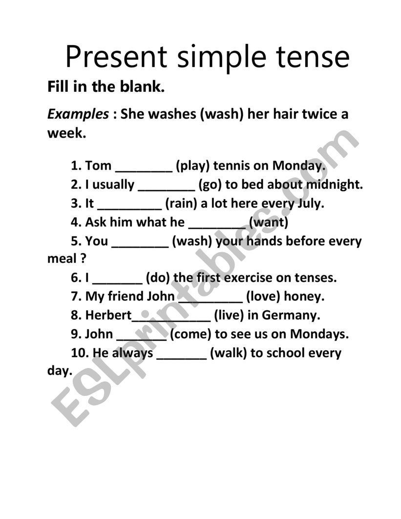 present simple tense worksheet 