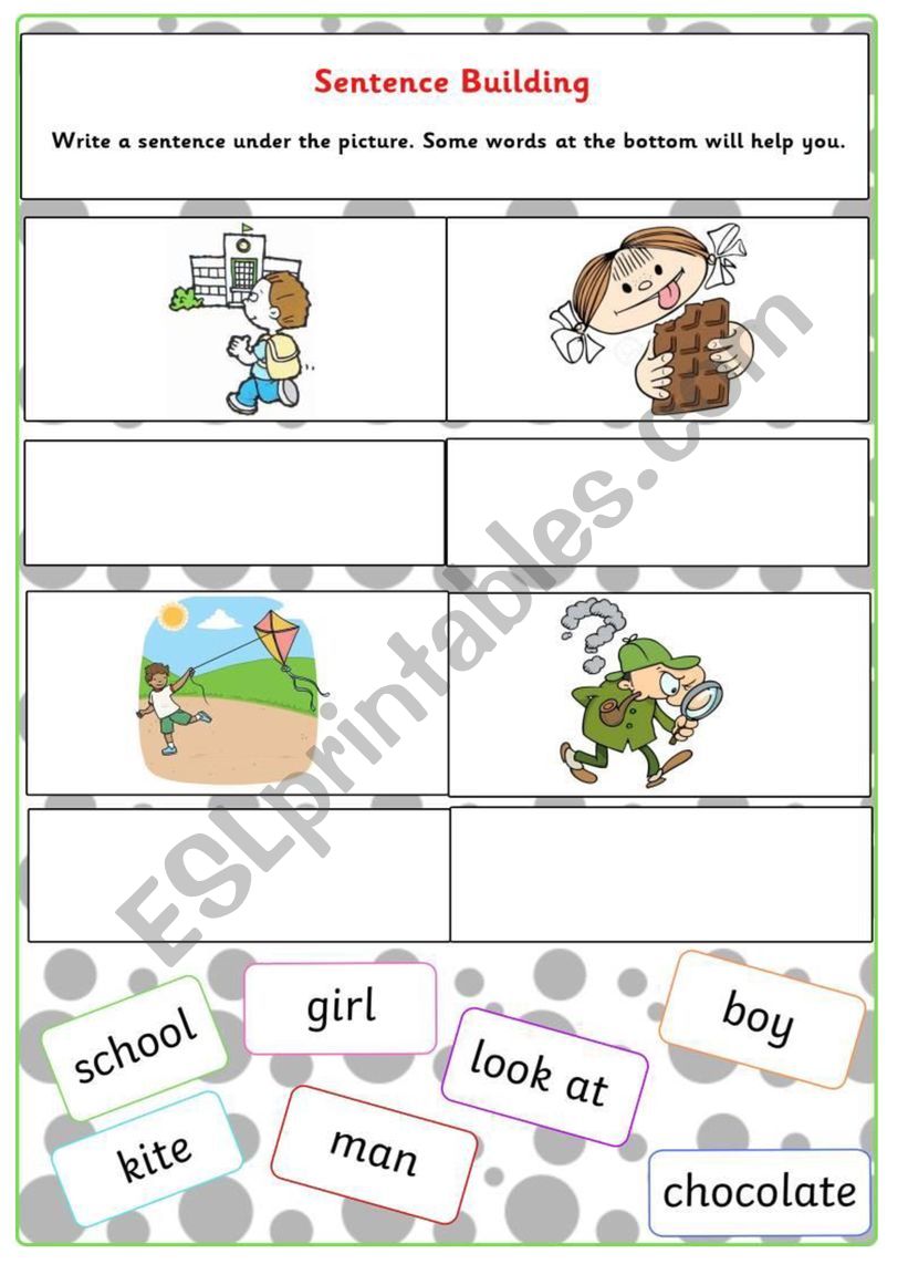 Sentence Building 1 worksheet