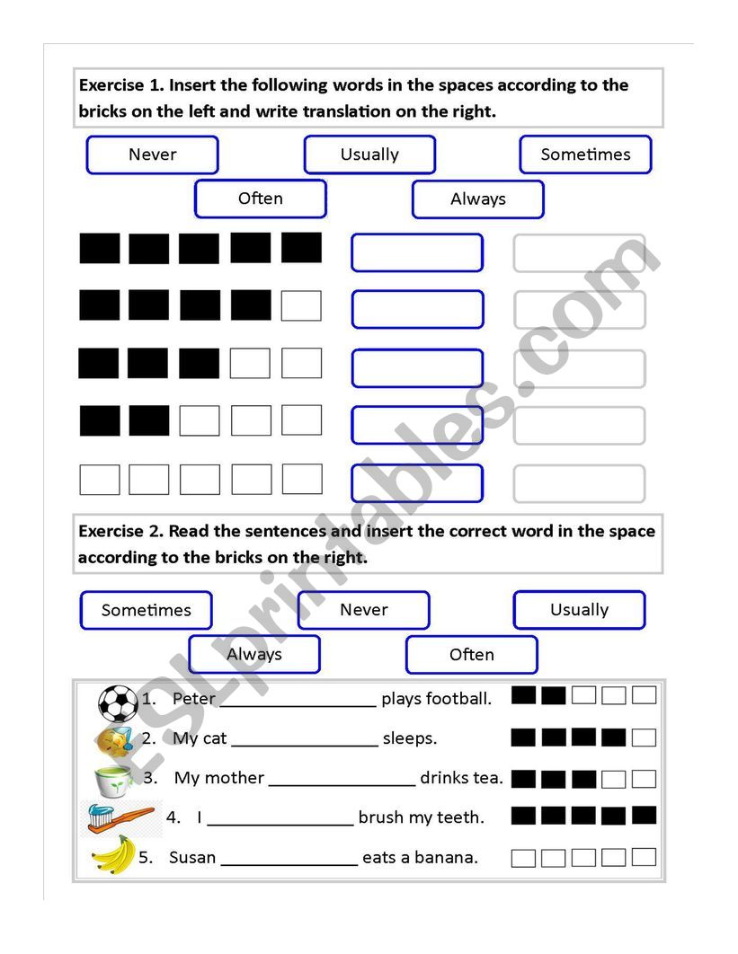 Adverbs of frequency worksheet