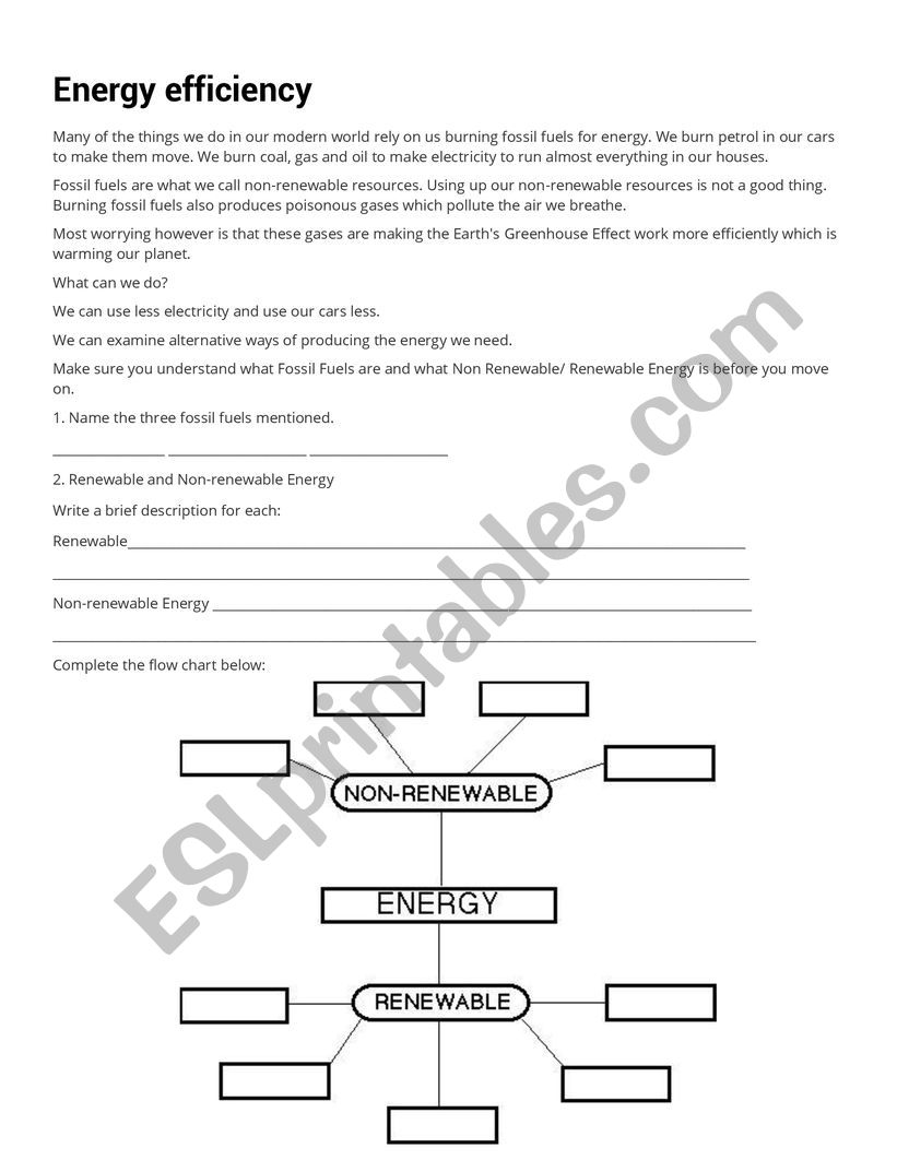 energy worksheet worksheet