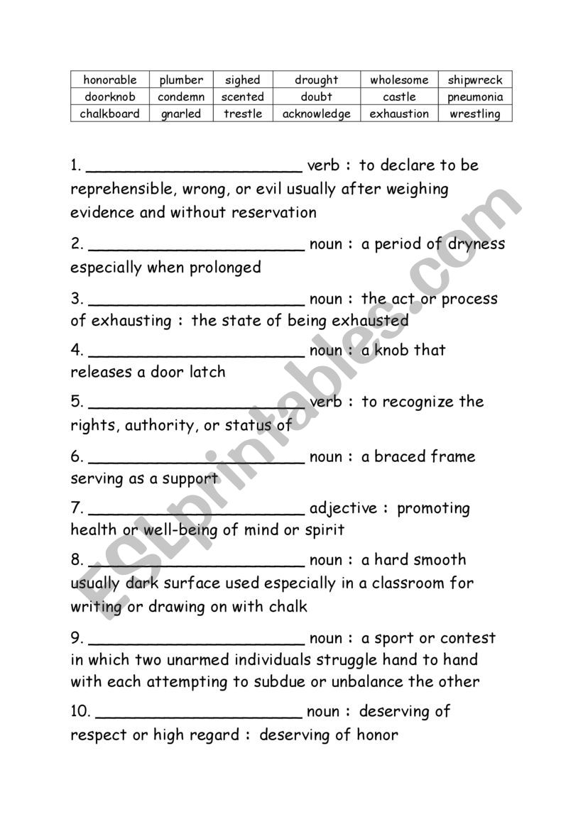 Spelling Words Definitions Grade 6 Week 12